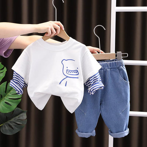 Spring and Autumn Boys' Cartoon Wear Set
